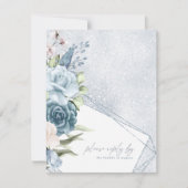 Floral Sparkles Wedding RSVP Dusty Blue ID889 (Voorkant)
