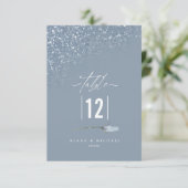 Floral Sparkles Wedding Table Number Blue2 ID89 Kaart (Staand voorkant)