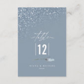 Floral Sparkles Wedding Table Number Blue2 ID89 Kaart (Achterkant)