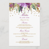 Floral Sparkling Amethyst Dîner Mariage Menu (Devant)