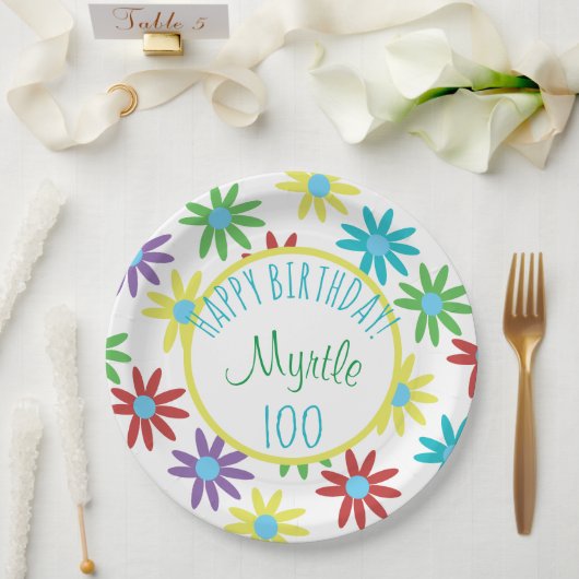 Floral Specialized 100th Birthday Paper Bord (Huwelijk)