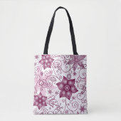 Floral Spiral Pink en White Pattern Draagtas (Voorkant)