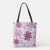 Floral Spiral Pink en White Pattern Draagtas (Achterkant)