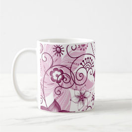 Floral Spiral Pink en White Pattern Koffiemok
