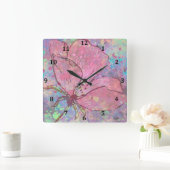 Floral Splatter Wall Clock Vierkante Klok (Huis)