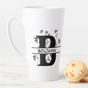 Floral Split Gepersonaliseerd alfabet monogram Let Latte Mok