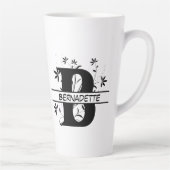 Floral Split Gepersonaliseerd alfabet monogram Let Latte Mok (Rechts)