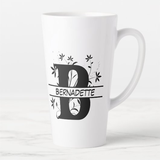 Floral Split Gepersonaliseerd alfabet monogram Let Latte Mok (Rechts)