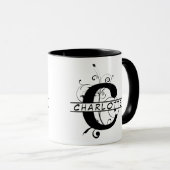 Floral Split Gepersonaliseerd alfabet monogram Let Mok (Voorkant rechts)