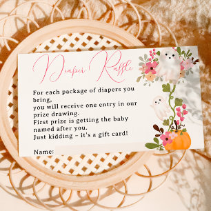 Floral spook pompoen luier loterij baby shower informatiekaartje