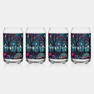 Floral Spray Fantasy Art Set van 4 Blikvorm Glas