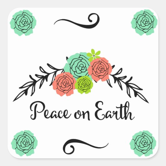 Floral Spray Peace on Earth Stickers (Voorkant)