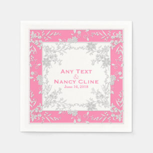 Floral Spray-Pink-White-Elegant Framed Napkins Servet