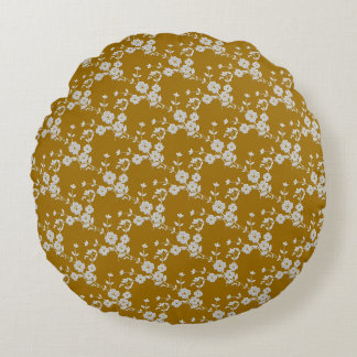 Floral Spray-S1-Gold-White 2-16 in ROND PILLOW Kussen