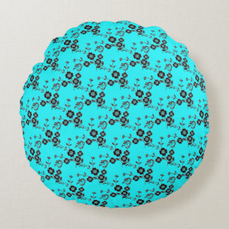 Floral Spray-S1-Robins Egg-Silv-16in ROND PILLOW Kussen