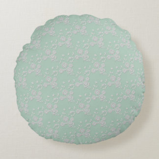 Floral Spray-S1-Seafoam-White-16 in ROND PILLOW Kussen