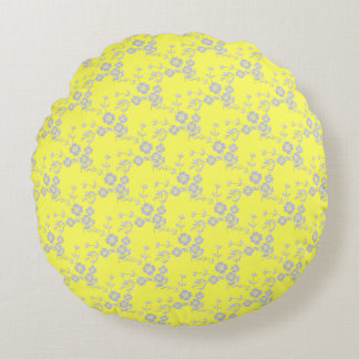 Floral Spray-S1-Yellow-White-2-16 in ROND PILLOW Kussen