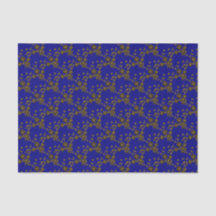 Floral Spray Style 1, Blue-Gold-2-WEEFSUE PAPIER