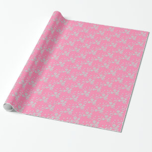 Floral Spray, Style 1-roze-wit-GIFT WRAP PAPIER