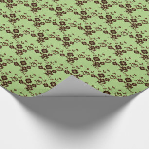 Floral Spray, Style 1-SPRING GREEN-BROWN-GIFT WRAP Cadeaupapier