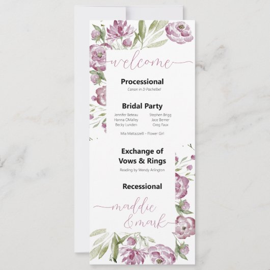 Floral Spray Wedding Programme (Devant)