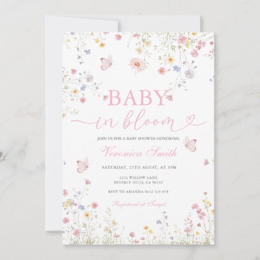 Floral Spring Baby in Bloom Baby Shower Invitation (Devant)
