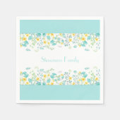 Floral Spring Blauw Geel Wildbloemen Familienaam Servet (Voorkant)