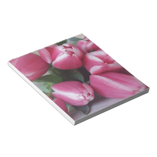 Floral Spring Bouquet of Pink Tulips, Flowers Notitieblok (Schuin)