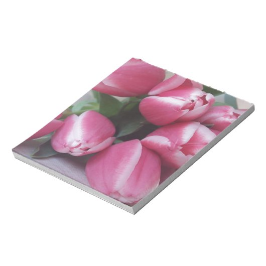 Floral Spring Bouquet of Pink Tulips, Flowers Notitieblok (Gedraaid)