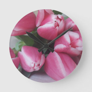 Floral Spring Bouquet of Pink Tulips, Flowers Ronde Klok
