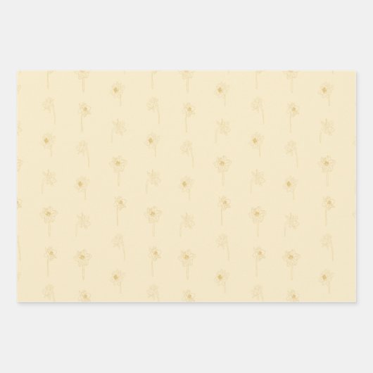Floral Spring Daffodil | Blauwgroen en geel Inpakpapier Vel (Voorkant 3)