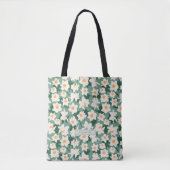 Floral Spring Daffodil Blooms | Groene Monogrammen Draagtas (Voorkant)
