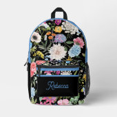 Floral Spring Design Gepersonaliseerde blauwe sier Bedrukte Rugzak (Voorkant)