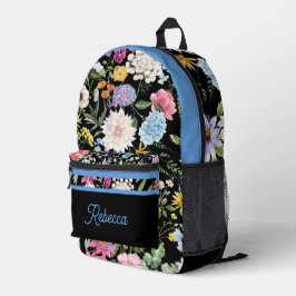 Floral Spring Design Gepersonaliseerde blauwe sier Bedrukte Rugzak