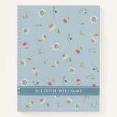 Floral Spring Dusty Blue gepersonaliseerd Notitieboek (Voorkant)