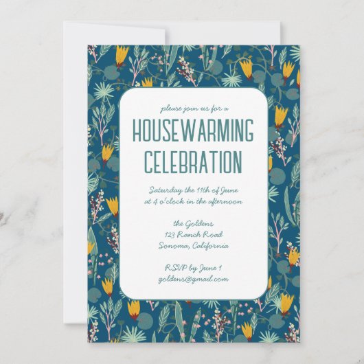 Floral Spring Garden Custom HOUSEWARMING PARTY Kaart (Voorkant)