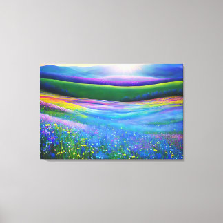 Floral Spring Meadow Mountain Valley Landschap Canvas Afdruk