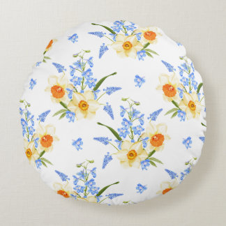 Floral Spring Sierkussen met narcissen Rond Kussen