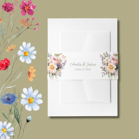 Floral Spring Wedding Belly Band Uitnodigingen Wikkel