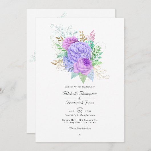 Floral Spring Wedding QR Code Rsvp Kaart (Voorkant / Achterkant)