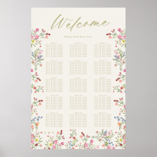 Floral Spring Wedding Welkom Zitting Grafiek Poster