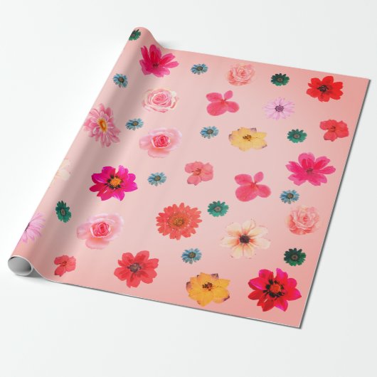 Floral Spring Wrapping Papier (Uitgerold)