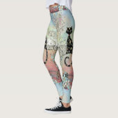 Floral springtime paisley cat silhouette leggings (Links)