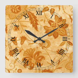 Floral Square Roman Numeras Clock Vierkante Klok