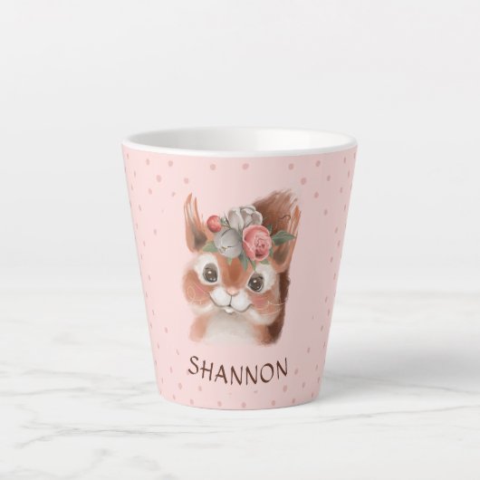 Floral Squirrel Latte Mok (Voorkant)
