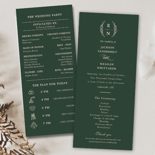 Floral Stacked Monogram Initialen Trouwprogramma's Programma