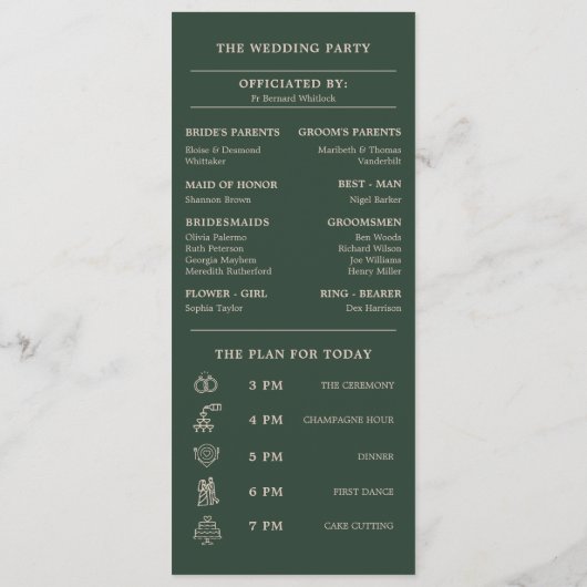 Floral Stacked Monogram Initialen Trouwprogramma's Programma (Achterkant)