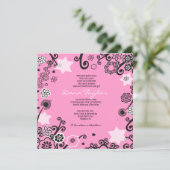 Floral Star Jewish Baby Noaming Invitation Pink Kaart (Staand voorkant)
