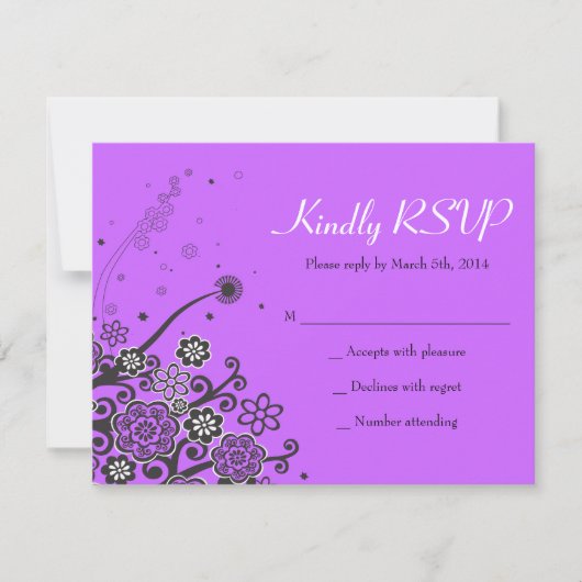 Floral Star of David Bat mitzvah Invitation Répons (Devant)