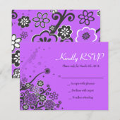 Floral Star of David Bat mitzvah Invitation Répons (Devant / Derrière)